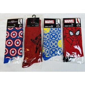 Marvel Comic Novelty Crew Socks Men's Size 6-12 & 9-13 Fun Colorful Lot of 4 New